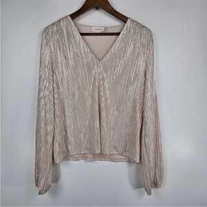 Bohme Women's Size Medium Champagne Color Long Sleeve Shimmer Blouse